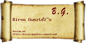 Biros Gusztáv névjegykártya